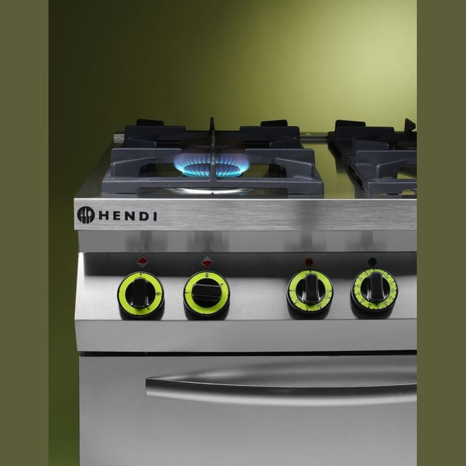 HENDI Gasherd Kitchen Line – 4 Kochfelder mit Ofen GN 1/1, 19 kW HENDI