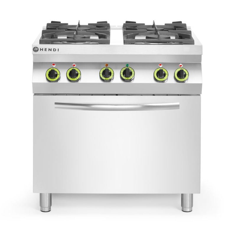 HENDI Gasherd Kitchen Line – 4 Kochfelder mit Ofen GN 1/1, 19 kW HENDI