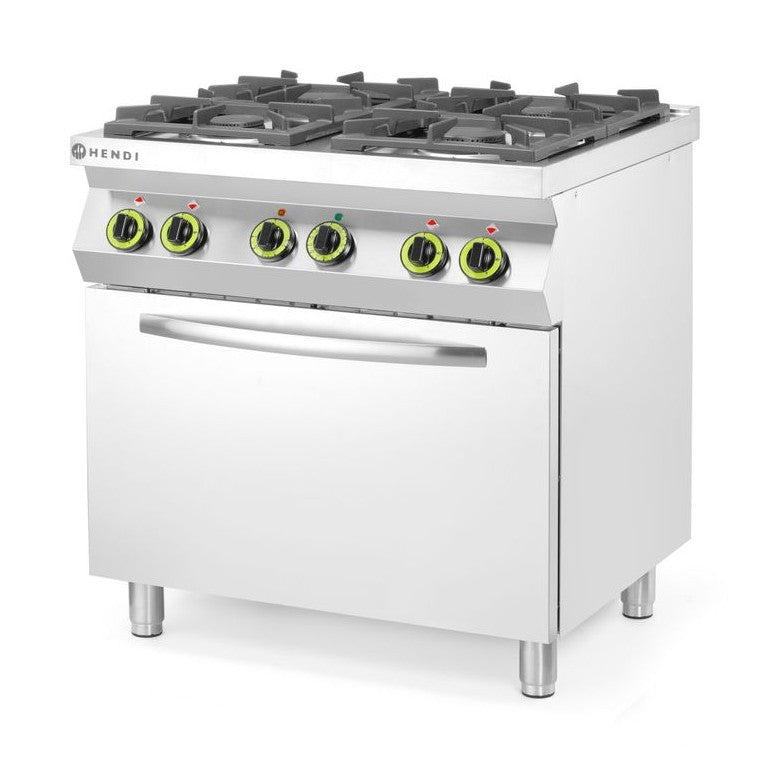 HENDI Gasherd Kitchen Line – 4 Kochfelder mit Ofen GN 1/1, 19 kW HENDI