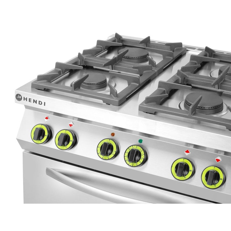 HENDI Gasherd Kitchen Line – 4 Kochfelder mit Ofen GN 1/1, 19 kW HENDI