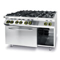 HENDI Gasherd Kitchen Line – 6 Kochfelder mit Ofen GN 1/1, 28,5 kW HENDI