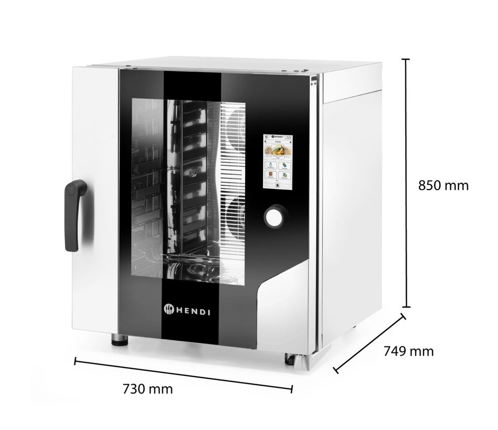 HENDI Konvektionsdampfgarer Touch 7 × GN 1/1 – 500 Rezepte, WLAN