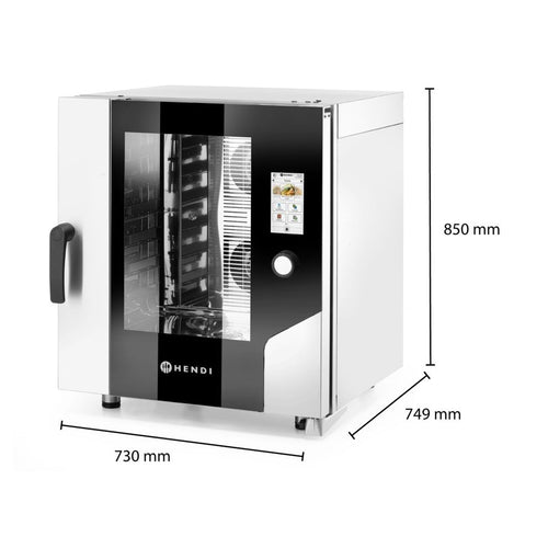 HENDI Konvektionsdampfgarer Touch 7 × GN 1/1 – 500 Rezepte, WLAN