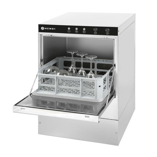Geschirrspüler 40x40 - elektromechanische Steuerung, HENDI, mit Laugen- + Spülmittelpumpe, 230V/2800W, 472x566x H 705mm HENDI