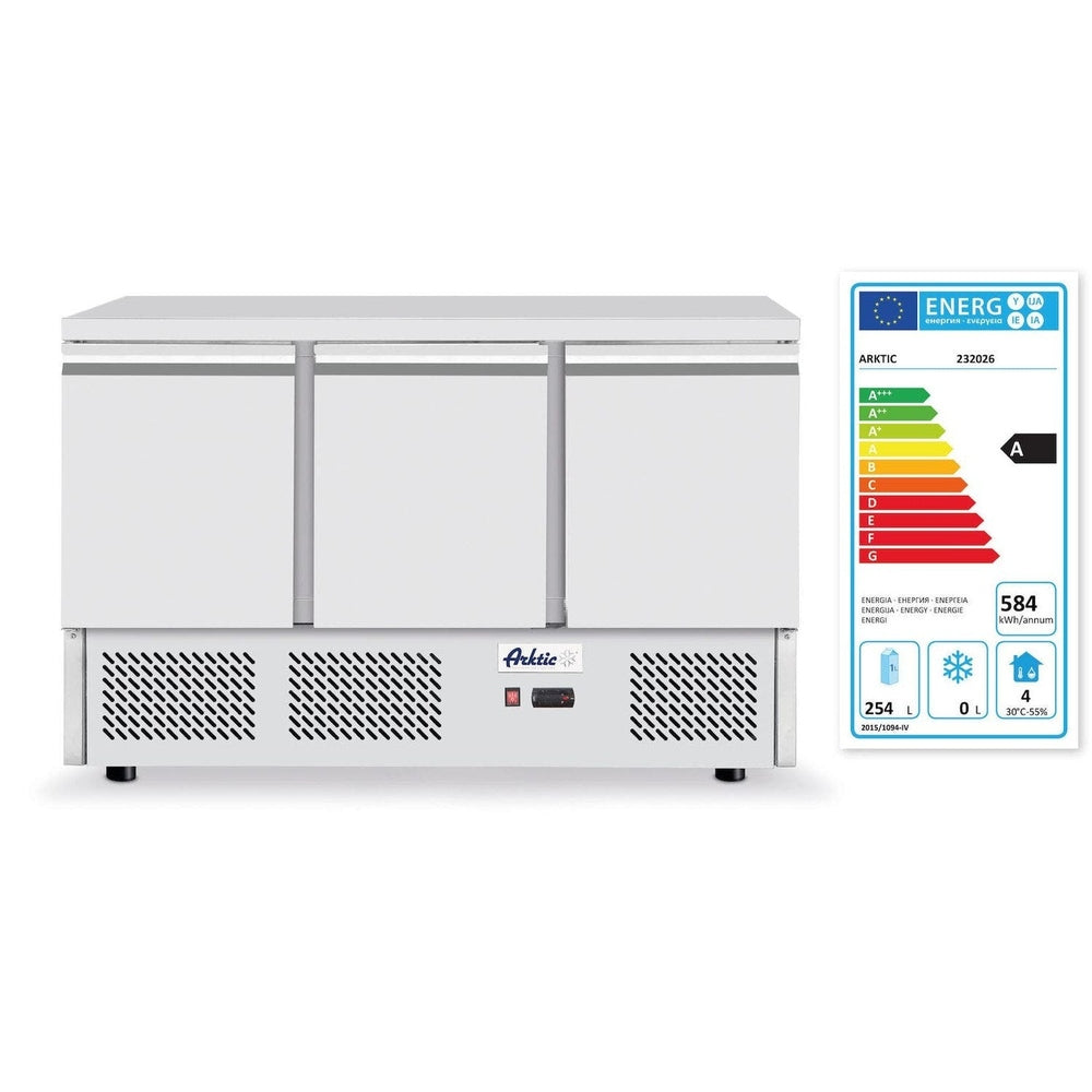 HENDI Kühltisch Kitchen Line dreitürig – 380 L, Serie 700 Arktic