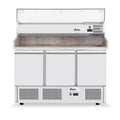 Arktic Pizzatisch dreitürig mit Kühlaufsatz – 380 + 40 L, 6 × GN 1/4 Arktic