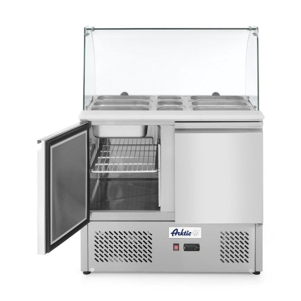 Arktic Saladette zweitürig 300 L – Glasdisplay, GN 1/1 und 1/6 Arktic