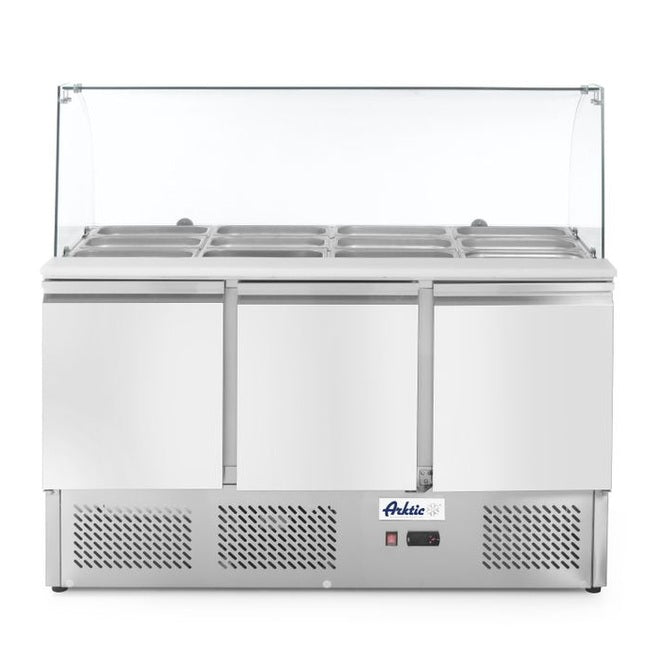 Kühltisch, dreitürig mit Glasdisplay 380L, Arktic, 230V/310W, 1390x702x H 1330mm Arktic