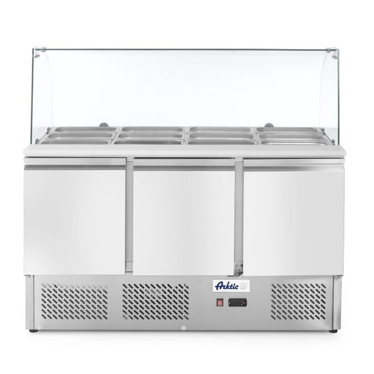 Kühltisch, dreitürig mit Glasdisplay 380L, Arktic, 230V/310W, 1390x702x H 1330mm Arktic