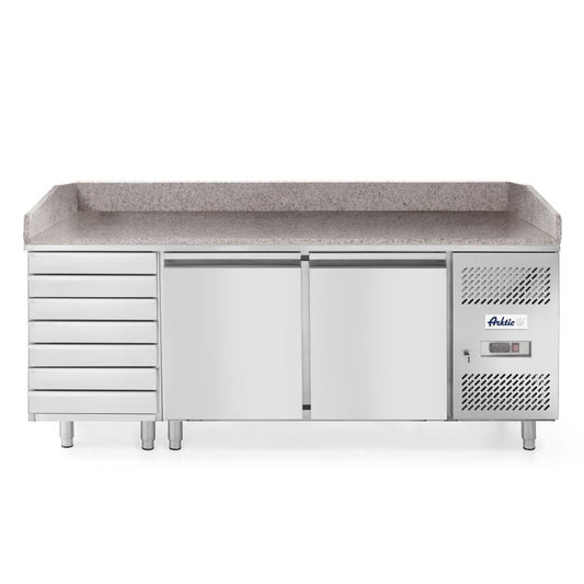 Pizzatisch, zweitürig mit 7 Schubladen 280L, Arktic, 250L, 230V/250W, 2020x802x H 1000mm Arktic