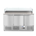 Arktic Pizzatisch dreitürig 380 L – Glasabdeckung, 8 × GN 1/6 Arktic