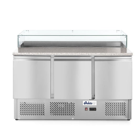 Pizzatisch, dreitürig 380L, Arktic, 230V/310W, 1378x702x H 1155mm Arktic