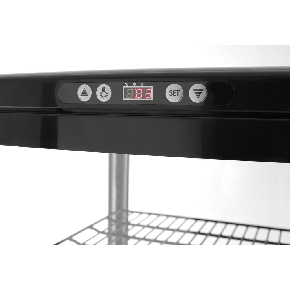 Arktic Kühlvitrine 270 L, Schwarz – 5 Etagen, 0 bis 6 °C, rollbar Arktic