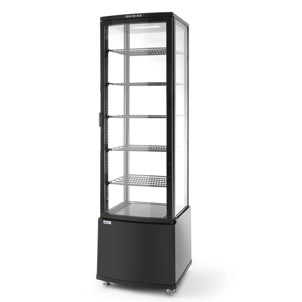 Arktic Kühlvitrine 270 L, Schwarz – 5 Etagen, 0 bis 6 °C, rollbar Arktic