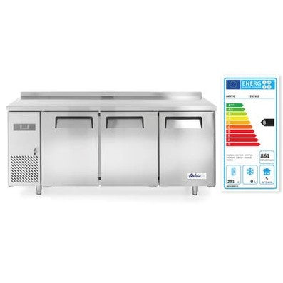 HENDI Kühltisch Kitchen Line dreitürig – 390 L, Serie 600 Arktic