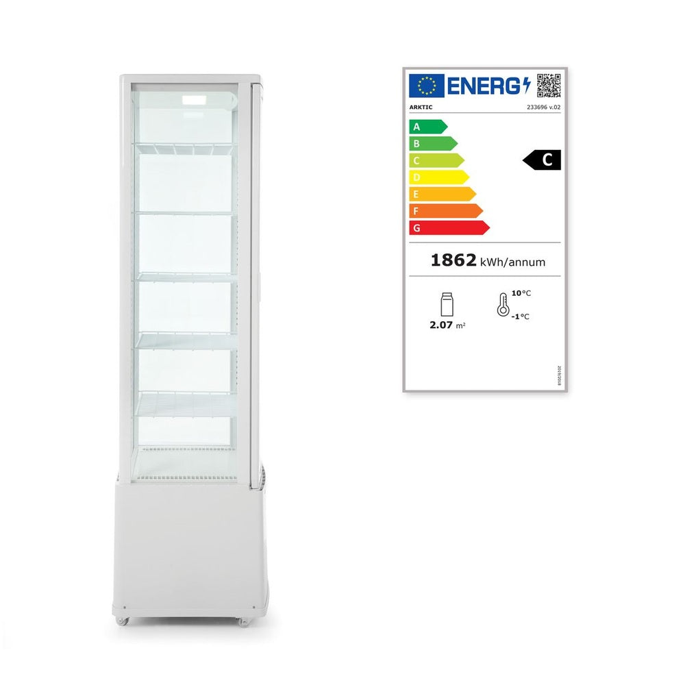 Arktic Kühlvitrine 270 L, Weiss – 5 Etagen, 0 bis 6 °C, rollbar Arktic