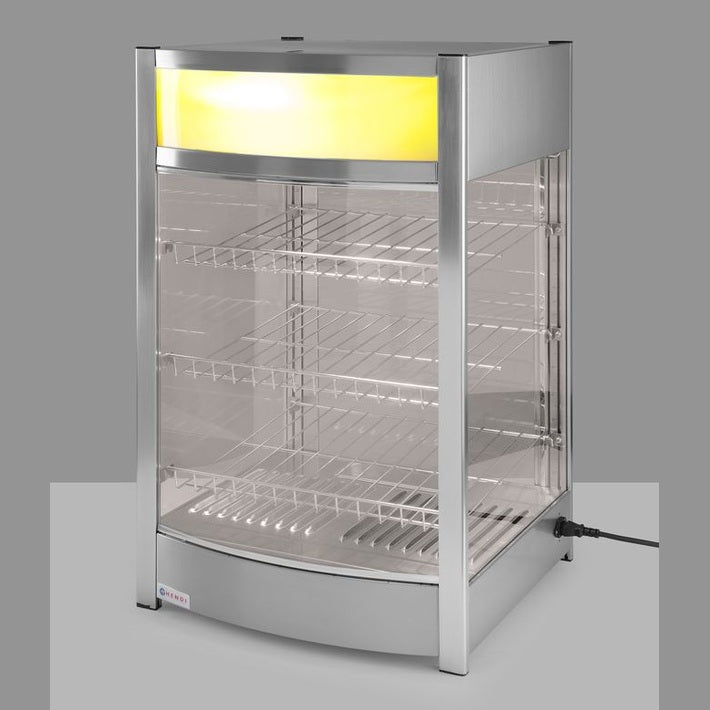 HENDI Warmhaltevitrine – 97 L, 800 W, mit Werbebox HENDI
