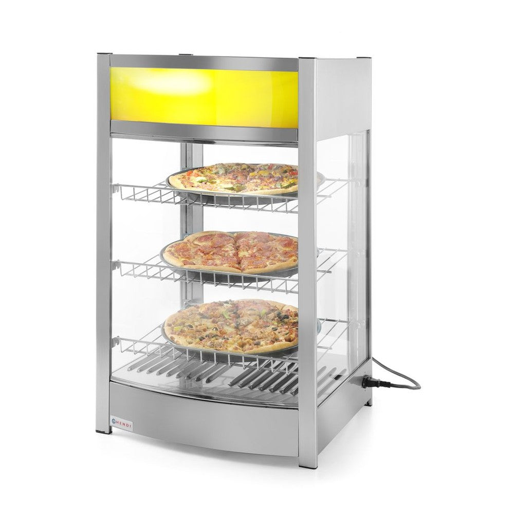 HENDI Warmhaltevitrine – 97 L, 800 W, mit Werbebox HENDI