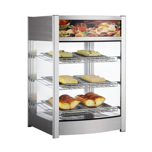 HENDI Warmhaltevitrine – 97 L, 800 W, mit Werbebox HENDI