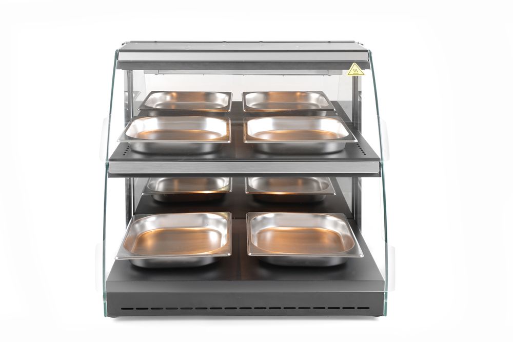 HENDI Warmhaltevitrine mit Quarzheizung – 2 Regalböden, 560 W HENDI