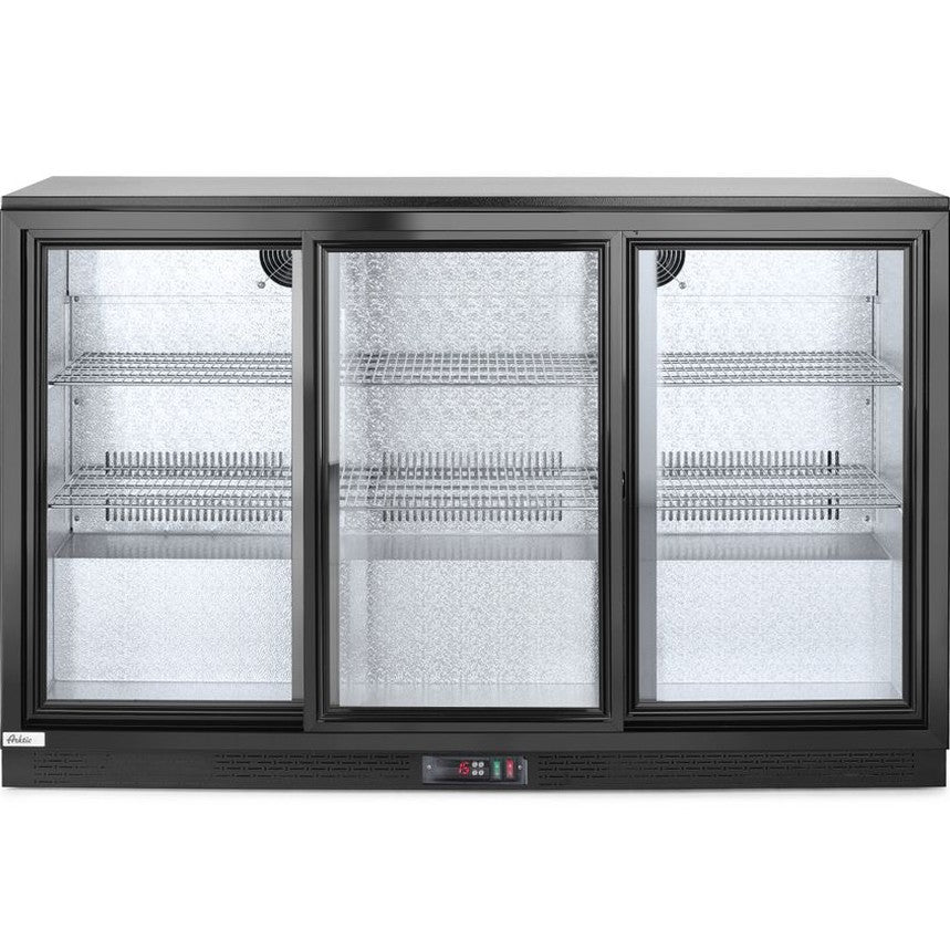 Arktic Bar-Kühlschrank mit 3 Schiebetüren – 254 L, Schwarz Arktic