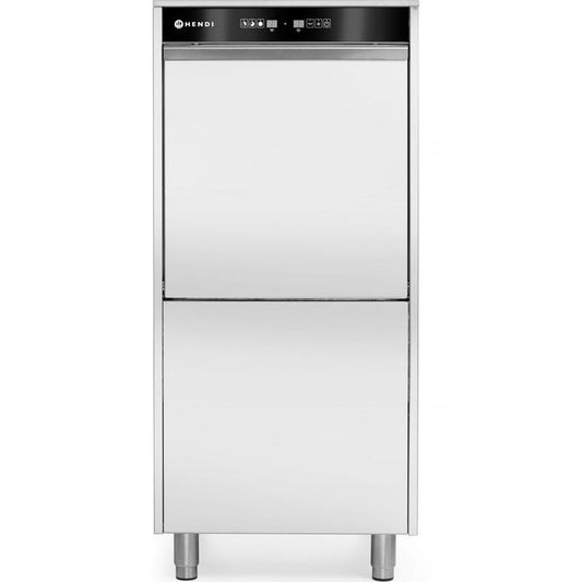 Geschirrspüler 50x60 für Tabletts und Töpfe – elektronisch gesteuert, mit Waschmitteldosiersystem und Ablaufpumpe, HENDI, 400V/7100W, 595x777x H 1335mm HENDI