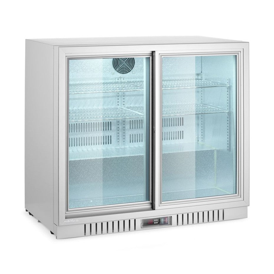 Arktic Bar-Kühlschrank 2 Schiebetüren 150 l – Silber, Alu-Innenraum