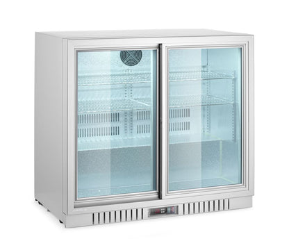 Arktic Bar-Kühlschrank 2 Schiebetüren 150 l – Silber, Alu-Innenraum