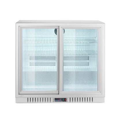 Arktic Bar-Kühlschrank 2 Schiebetüren 150 l – Silber, Alu-Innenraum