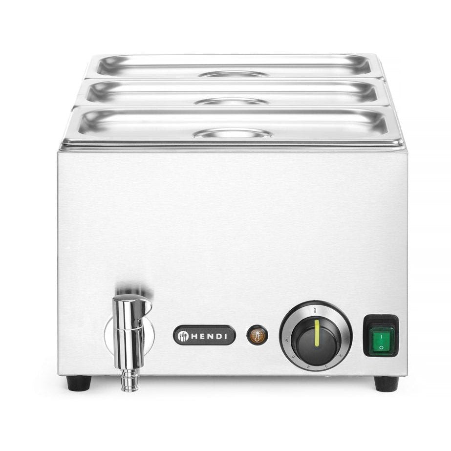 Set: Bain-Marie HENDI Ranger mit Ablasshahn + 3x GN 1/3 Behälter mit Deckel, HENDI, GN 1/1, 230V/1000W, 604x332x H 242mm HENDI