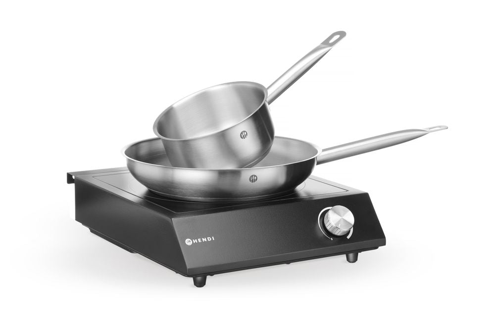 HENDI Induktionskocher-Set 3500 W – mit Stielkasserolle und Bratpfanne HENDI