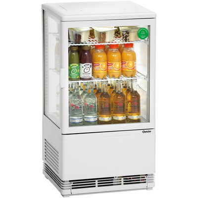 Bartscher Mini Refrigerated Display Cabinet 58 L white – Forced-air cooling, LED