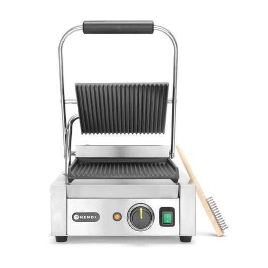 Kontaktgrill - Einzelversion, HENDI, oben und unten gerillt, 230V/1800W, 310x426x H 210mm HENDI