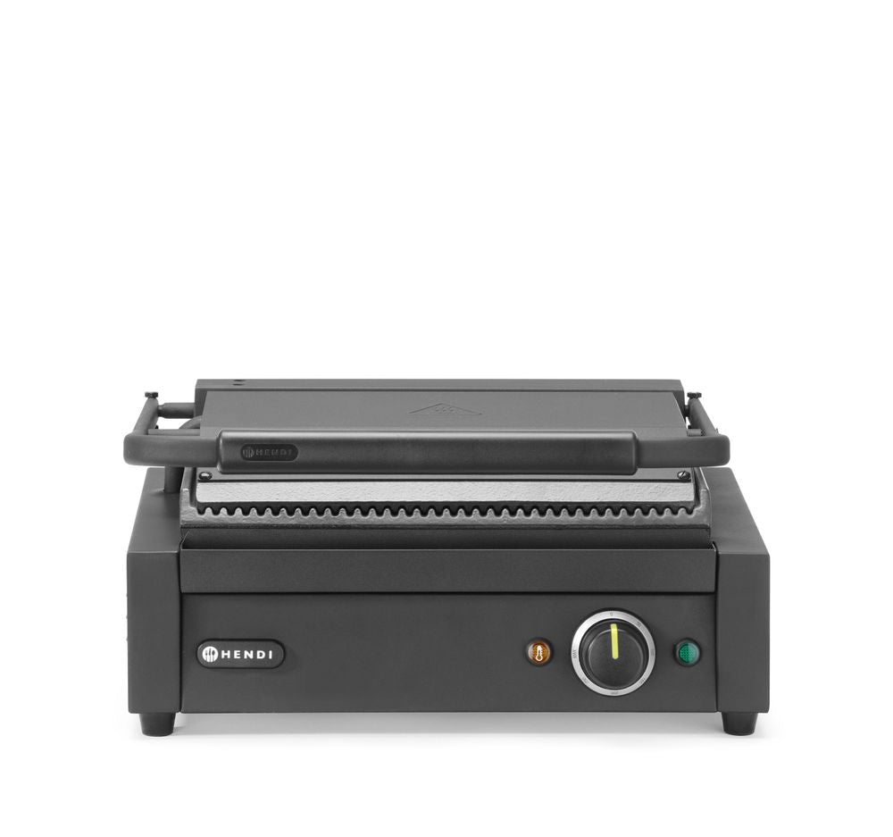 HENDI Kontaktgrill Panini Schwarz – gerippt, 2,2 kW