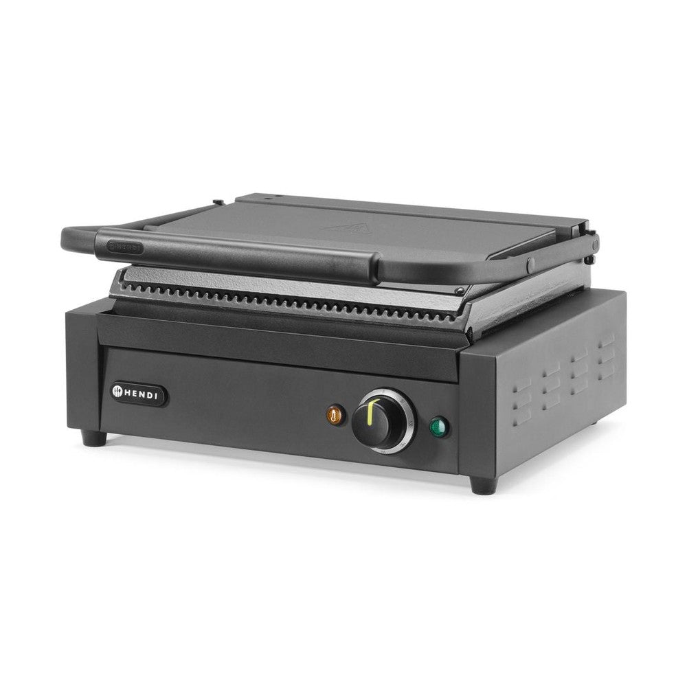 HENDI Kontaktgrill Panini Schwarz – gerippt, 2,2 kW