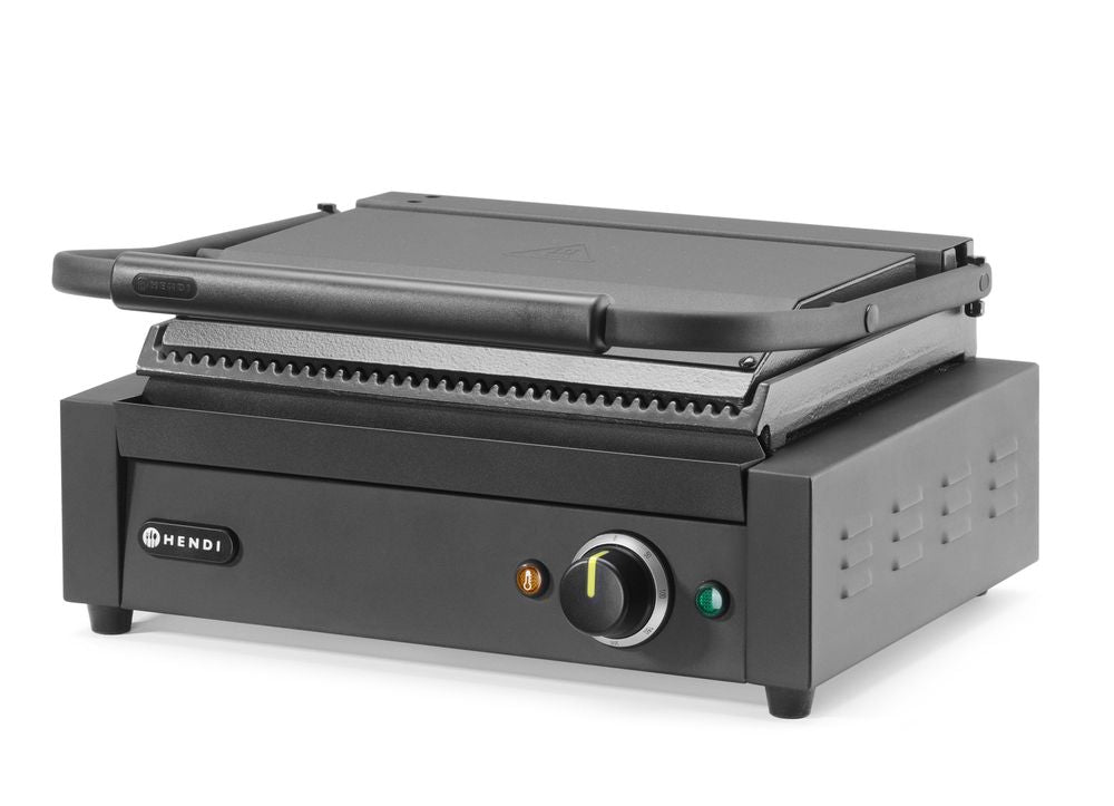 HENDI Kontaktgrill Panini Schwarz – gerippt, 2,2 kW