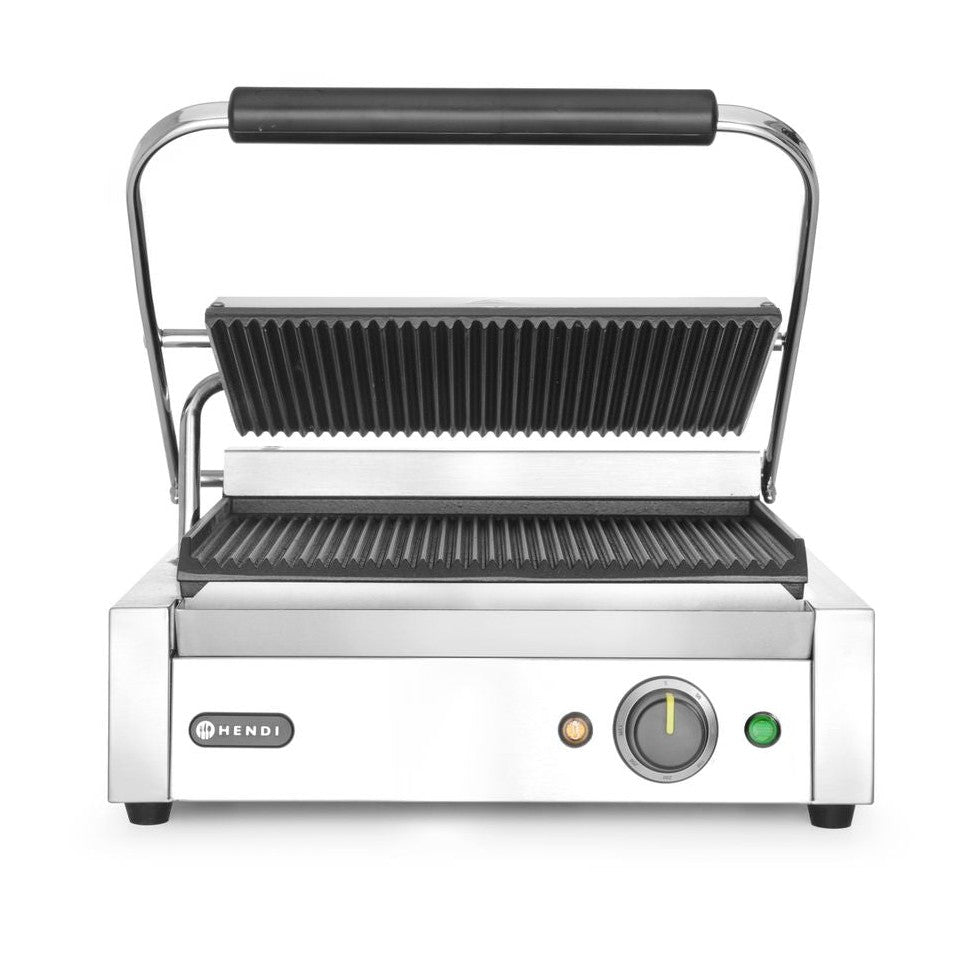 Kontaktgrill - Panini, HENDI, oben und unten gerillt, 230V/2200W, 432x396x H 214mm HENDI