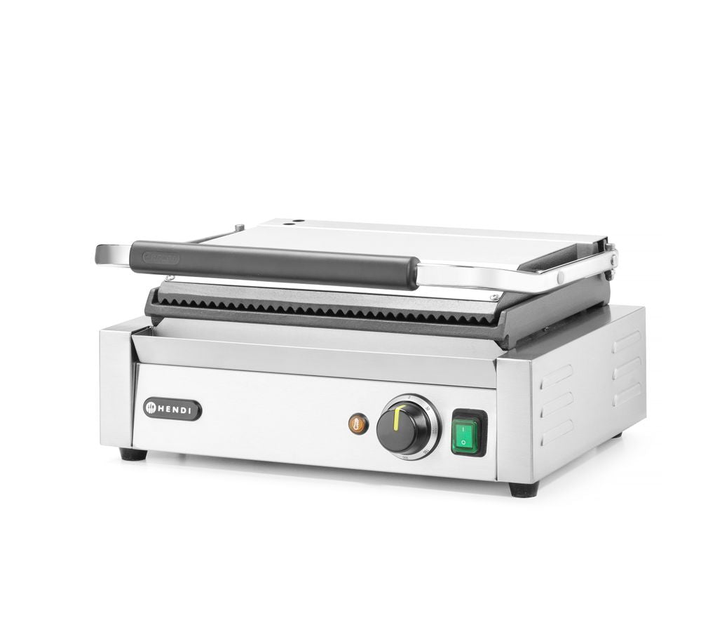 Kontaktgrill - Panini, HENDI, oben gerillt, unten glatt, 230V/2200W, 430x370x H 210mm HENDI