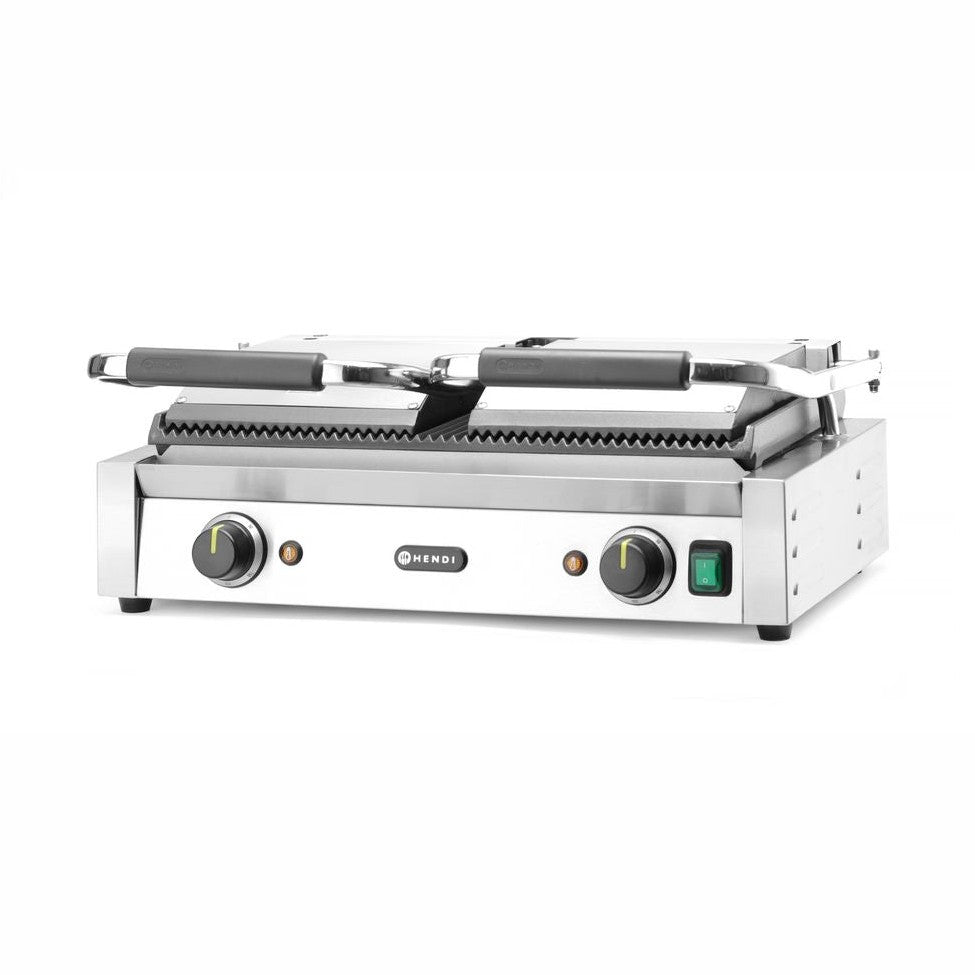 Kontaktgrill - Doppelversion, gerillte Ausführung, HENDI, oben und unten gerillt, 230V/3600W, 570x395x H 510mm HENDI