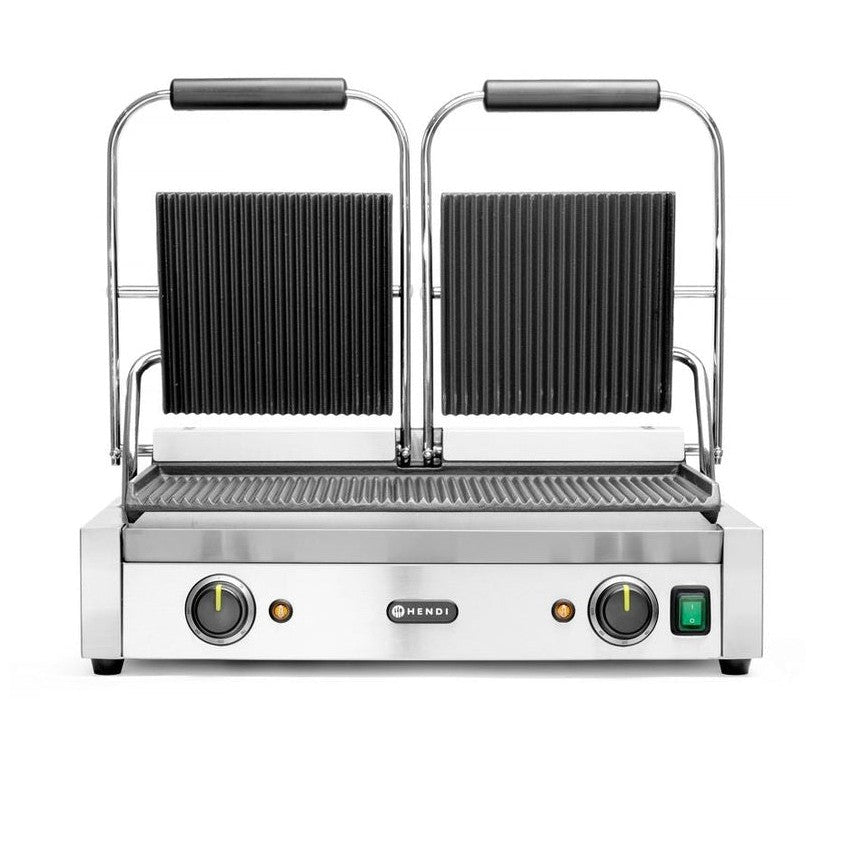 Kontaktgrill - Doppelversion, gerillte Ausführung, HENDI, oben und unten gerillt, 230V/3600W, 570x395x H 510mm HENDI