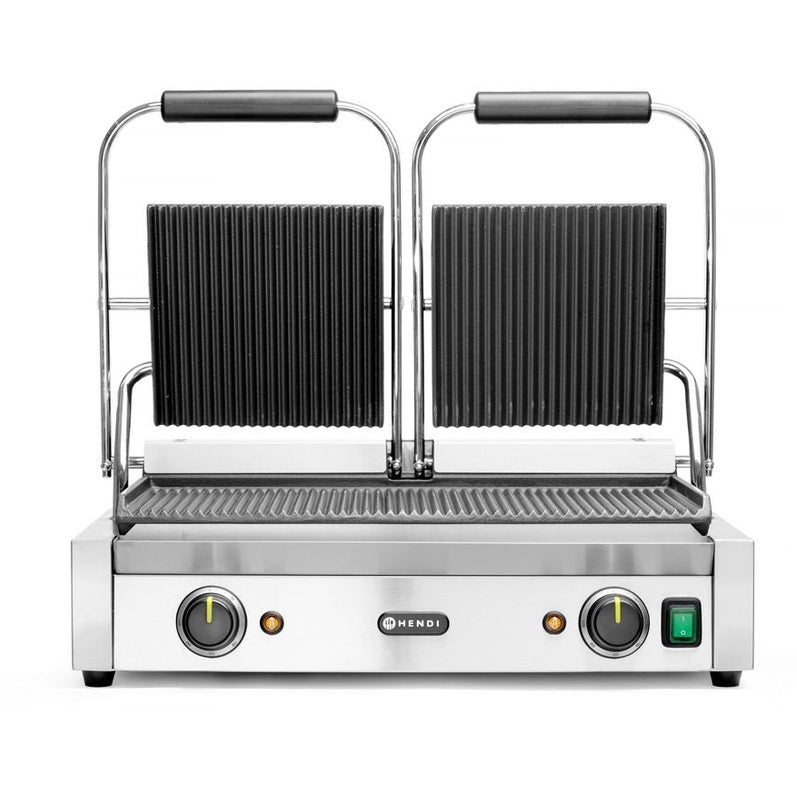 Kontaktgrill - Doppelversion, gerillte Ausführung, HENDI, oben und unten gerillt, 230V/3600W, 570x395x H 510mm HENDI