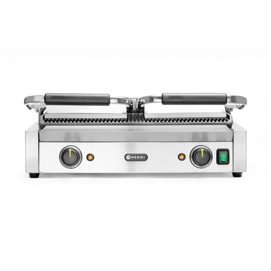Kontaktgrill - Doppelversion, gerillte Ausführung, HENDI, oben und unten gerillt, 230V/3600W, 570x395x H 510mm HENDI