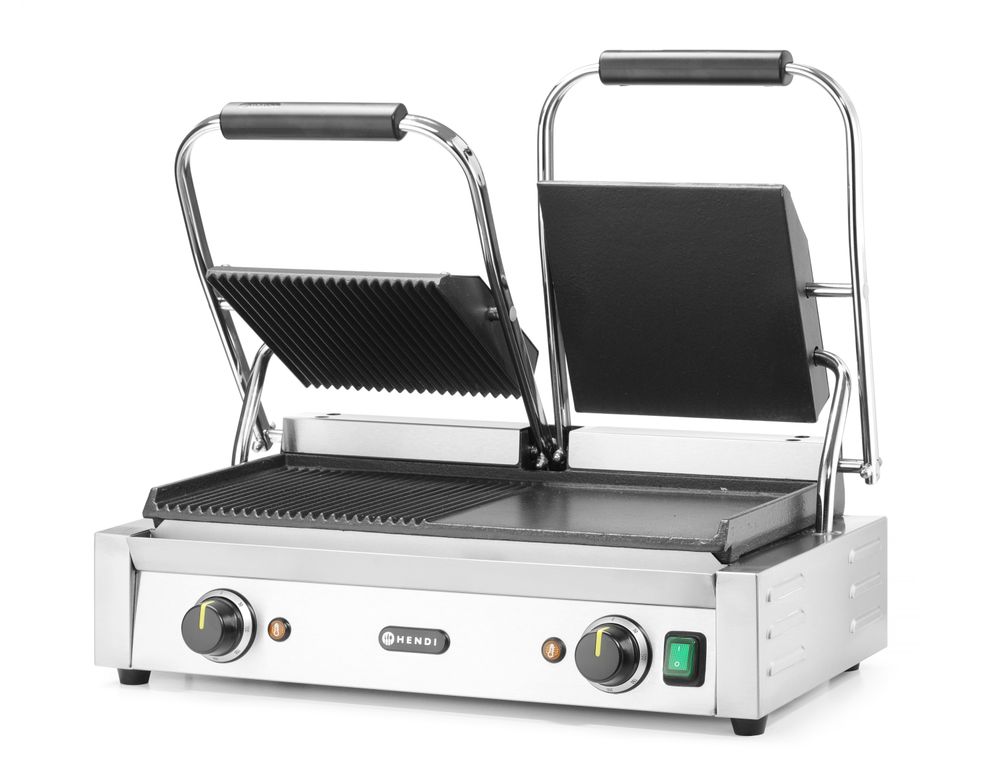 Kontaktgrill - Doppelversion, HENDI, halb glatt, halb gerillt, 230V/3600W, 575x430x H 510mm HENDI