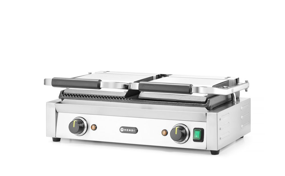 Kontaktgrill - Doppelversion, HENDI, halb glatt, halb gerillt, 230V/3600W, 575x430x H 510mm HENDI
