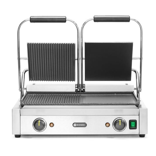 Kontaktgrill - Doppelversion, HENDI, halb glatt, halb gerillt, 230V/3600W, 575x430x H 510mm HENDI