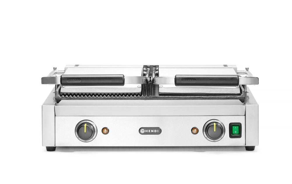Kontaktgrill - Doppelversion, HENDI, halb glatt, halb gerillt, 230V/3600W, 575x430x H 510mm HENDI