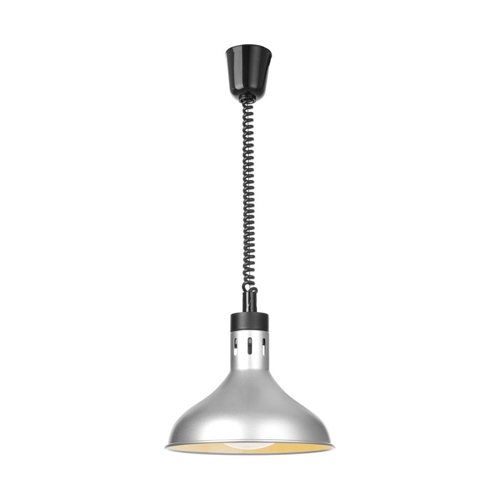 HENDI Wärmelampe höhenverstellbar, Glockenform, Silber – Ø 295 mm