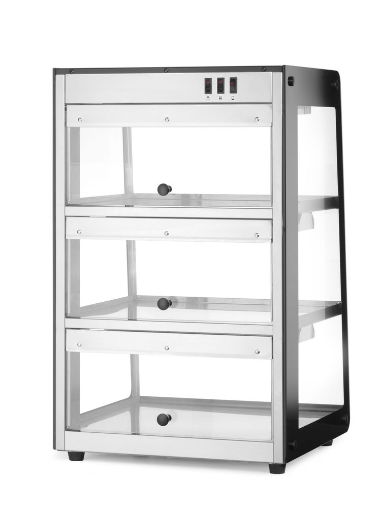 HENDI Beheiztes Thekendisplay Schwarz – 3 Ebenen, 50–70 °C
