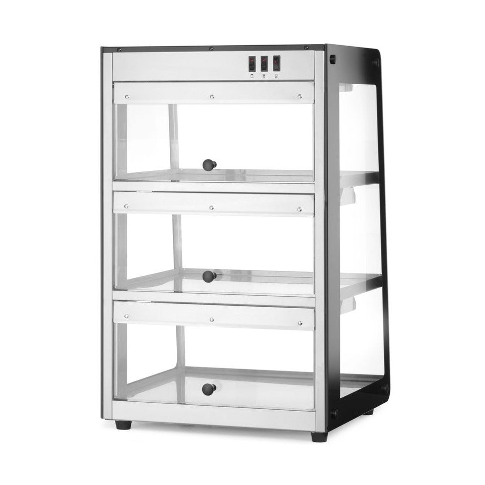 HENDI Beheiztes Thekendisplay Schwarz – 3 Ebenen, 50–70 °C