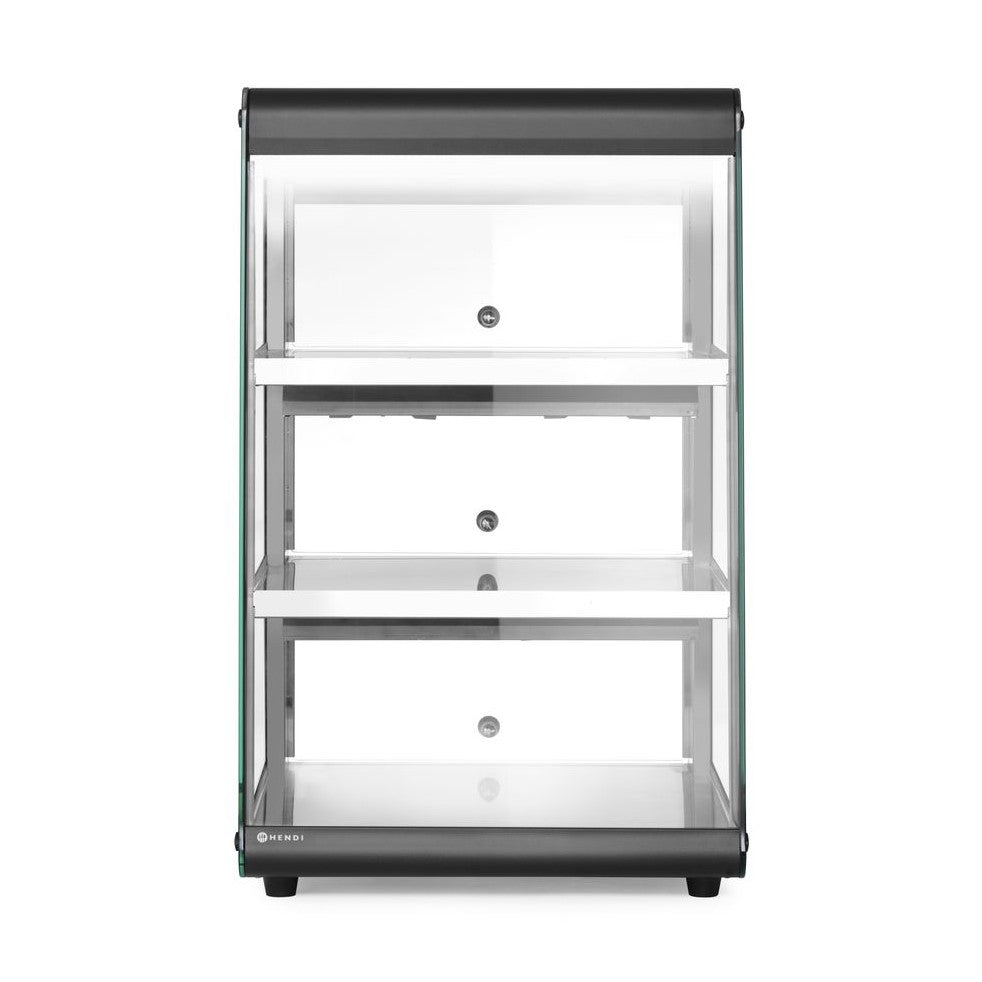 HENDI Beheiztes Thekendisplay Schwarz – 3 Ebenen, 50–70 °C